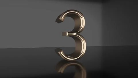 Golden number Countdown from ten to zero 3d render Stock Illustration
