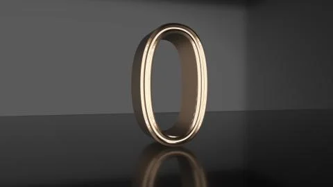 Golden number Countdown from ten to zero 3d render Stock Illustration