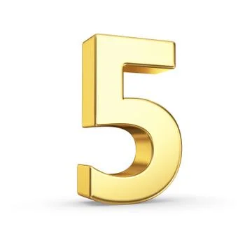 Golden number five on white Stock Illustration