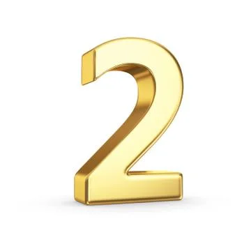 Golden number two on white Stock Illustration