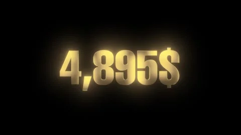 Golden number with usd dollar counting text from 0 to 10000 animation Stock Footage 320832523