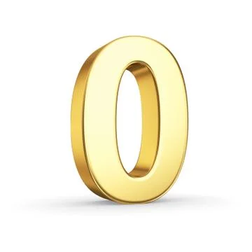 Golden number zero on white Illustrazione stock