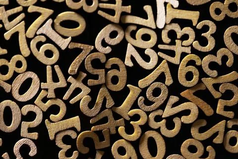 Golden Numbers Background - Abstract Numeric Pattern with Metallic Texture Stock Photos