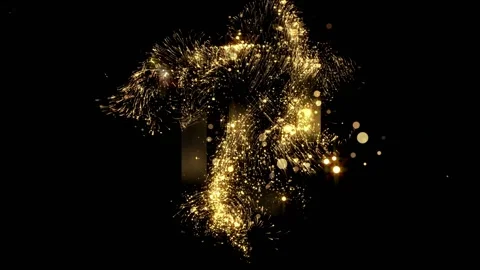 Golden numbers counting down in black background Vidéo 138547946