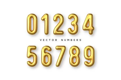 Golden numbers vector set. Stock Illustration