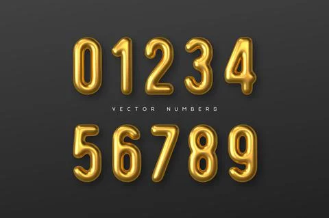 Golden numbers vector set. Ilustración de archivo