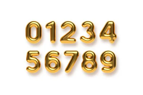 Golden numbers vector set. Stock Illustration
