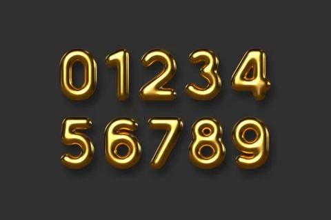 Golden numbers vector set. 스톡 일러스트