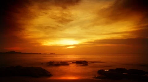 Golden ocean sunset HD Stock Footage 52632272