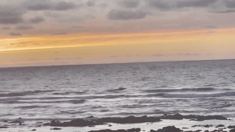 Golden Ocean Sunset Over Rocky Shore For Cinematic Nature Background Length Stock Footage 334871908