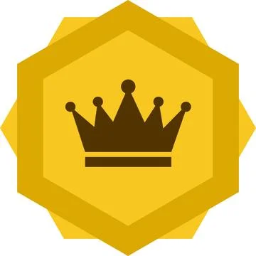 Golden octagonal badge with crown icon for premium quality and royal rank Stock Illustration