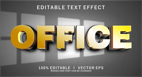Golden office 3d vector text effect with modern style design Stock Illustration