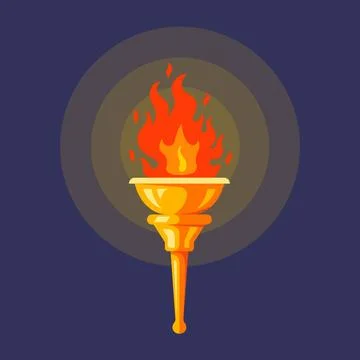 Golden Olympic torch in the dark. Stock Illustration
