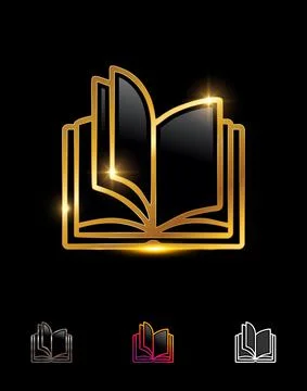 Golden Opened Book Symbol Vector Sign Stock Illustration
