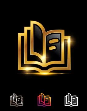 Golden Opened Book Symbol Vector Sign Stock Illustration
