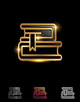 Golden Opened Book Symbol Vector Sign Stock Illustration