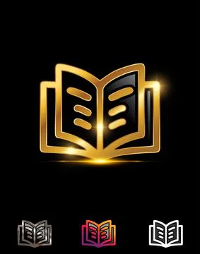 Golden Opened Book Symbol Vector Sign Stock-Illustration