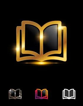 Golden Opened Book Vector Sign 3 Stock Illustration