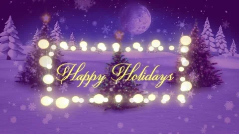Golden orb frame pulsing delivering morphing Happy Holidays greeting, fir Stock Footage 319342844