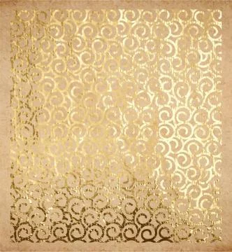 Golden oriental spirals pattern on old paper Stock Illustration