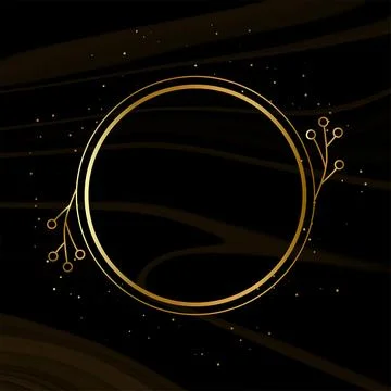 Golden ornamental empty frame on black marble background Stock Illustration