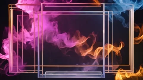 Golden outlines of square and rectangular frames in the background of slowl.. 動画素材 273953320