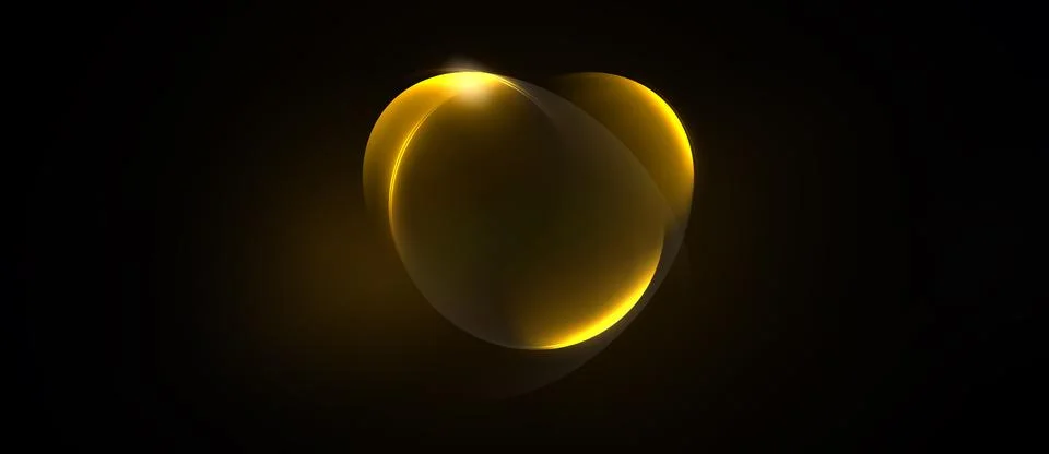 Golden overlapping circles create abstract heart shape. Soft glow illuminates Stock Illustration