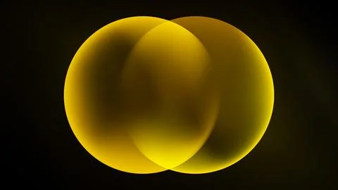 Golden overlapping circles create soft glow. Minimalist design, dark backgrou 스톡 일러스트
