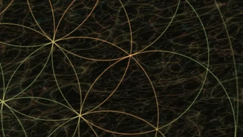Golden overlapping circular line pattern on a dark textured background Stock Footage 342882512