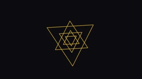 Golden Overlapping Triangles Spinning in Seamless Loop 库存影片 347690161