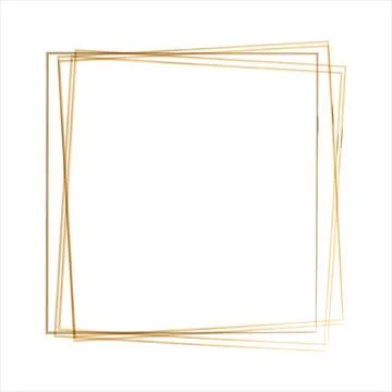 Golden overlapping watercolor square frames on white background 库存插图