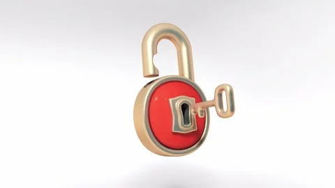 Golden Padlock 3d icon animation. Stock Footage 324896117