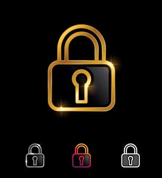 Golden padlock logo vector sign Stock-Illustration