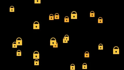 Golden padlocks floating on black background overlay 4K Vídeo Stock 337062856