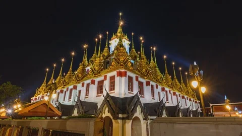 Golden pagoda in Wat Ratcha Nadda Temple Stock Footage