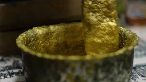Golden paint Stock Footage 123422742