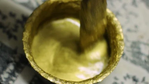 Golden paint Stock Footage 123422809