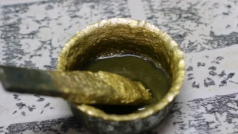 Golden paint Stock Footage 123422953