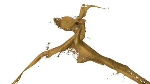 Golden paint splashes collide in slow motion (FULL HD) Stock Footage 36531667