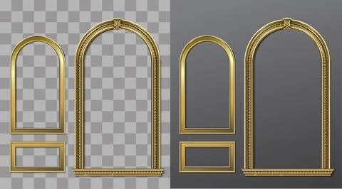 Golden panel baroque cabinet wall 库存插图