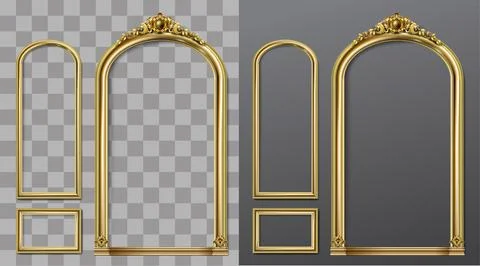Golden panel baroque cabinet wall 库存插图