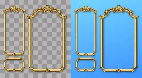 Golden panel baroque cabinet wall 库存插图