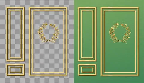 Golden panel baroque cabinet wall 库存插图