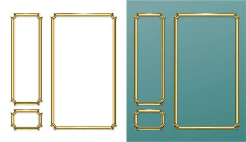 Golden panel baroque cabinet wall 库存插图