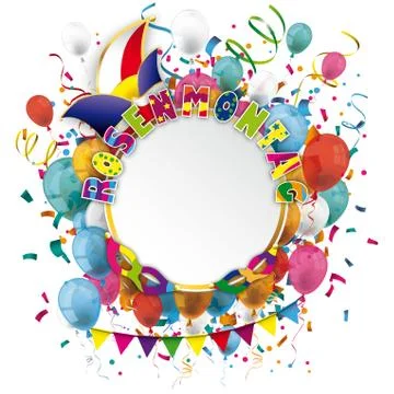 Golden Paper Circle Balloons Confetti Rosenmontag Stock Illustration