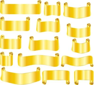 Golden Paper Title scroll set Stock Illustration