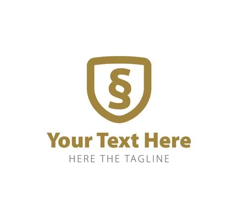 Golden paragraph on the shield. Ready logo for lawyer Stock Illustration
