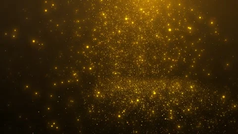 Golden particle dust cloud floating bright dots, warm glowing depth, and soft ab Stock Footage 340470549