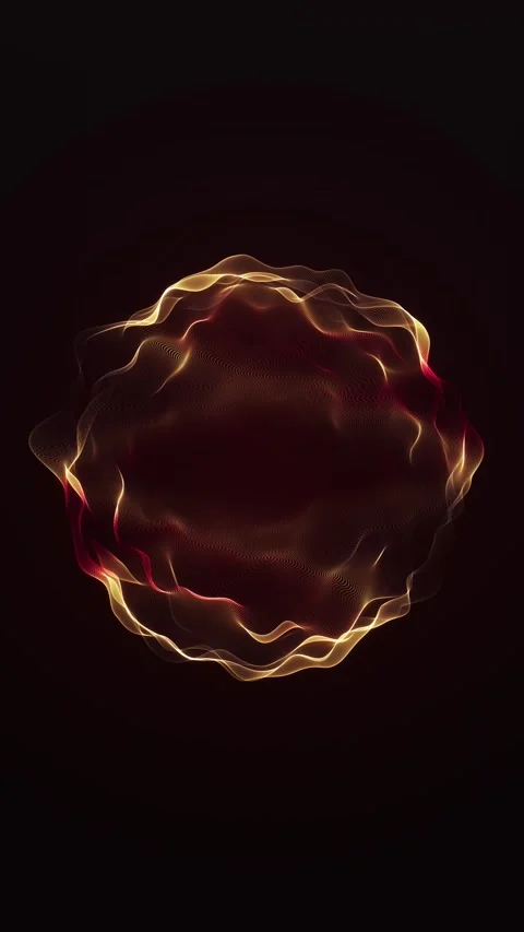 Golden particle energy sphere loop on black, abstract fire wave ring with c.. Stock Footage 341116053