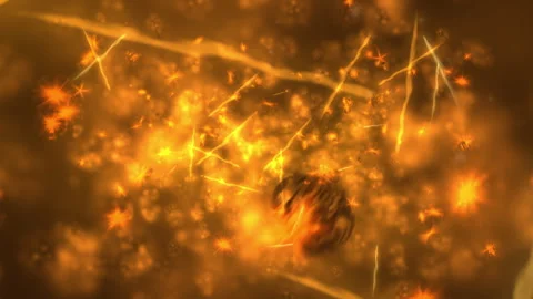 Golden Particle Exploding Sparks Energy Trails, Abstract Fire Background Stock Footage 333256321